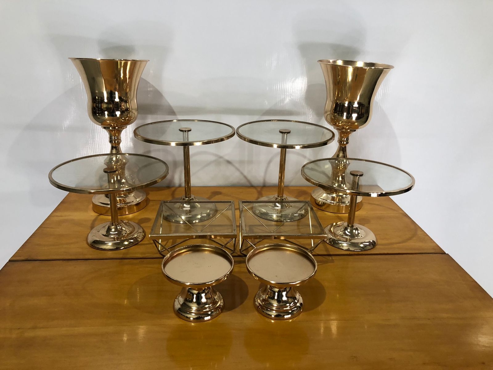 KIT LUXO VASO CONE ALTO DOURADO 