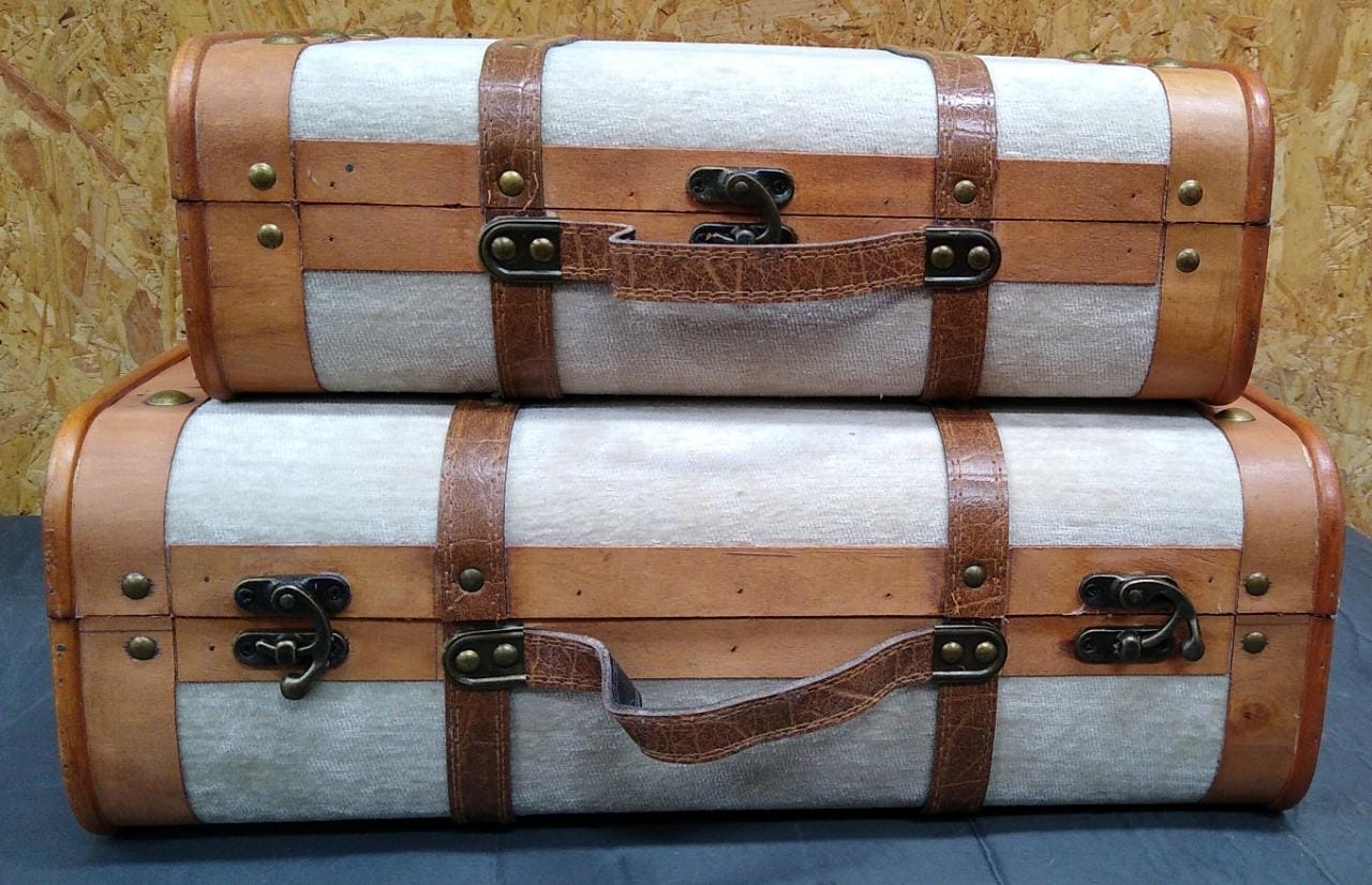 KIT MALETA VINTAGE BEGE