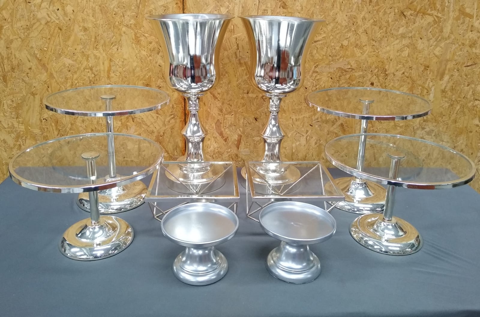 KIT LUXO VASO CONE ALTO PRATA 