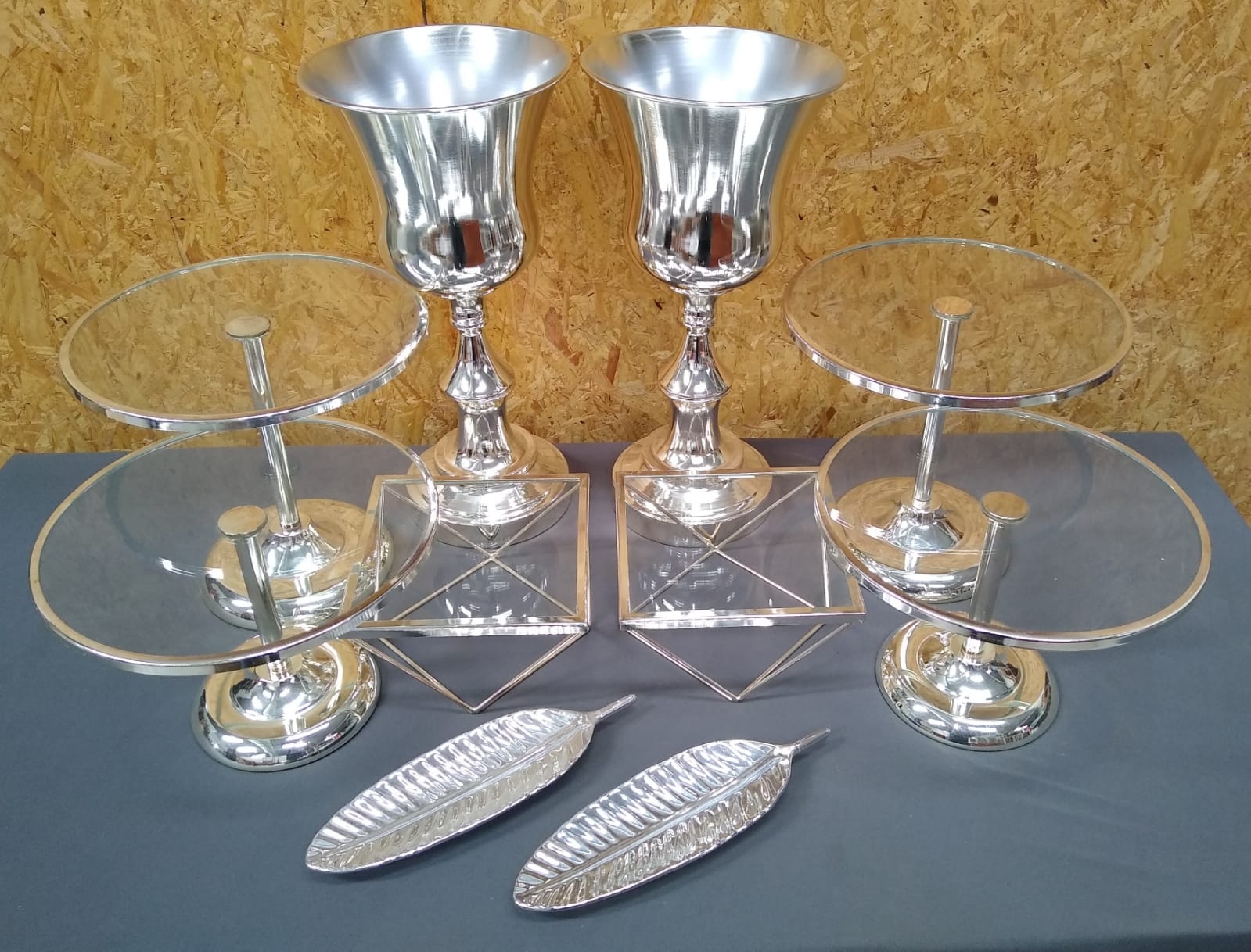 KIT LUXO VASO CONE ALTO PRATA 2