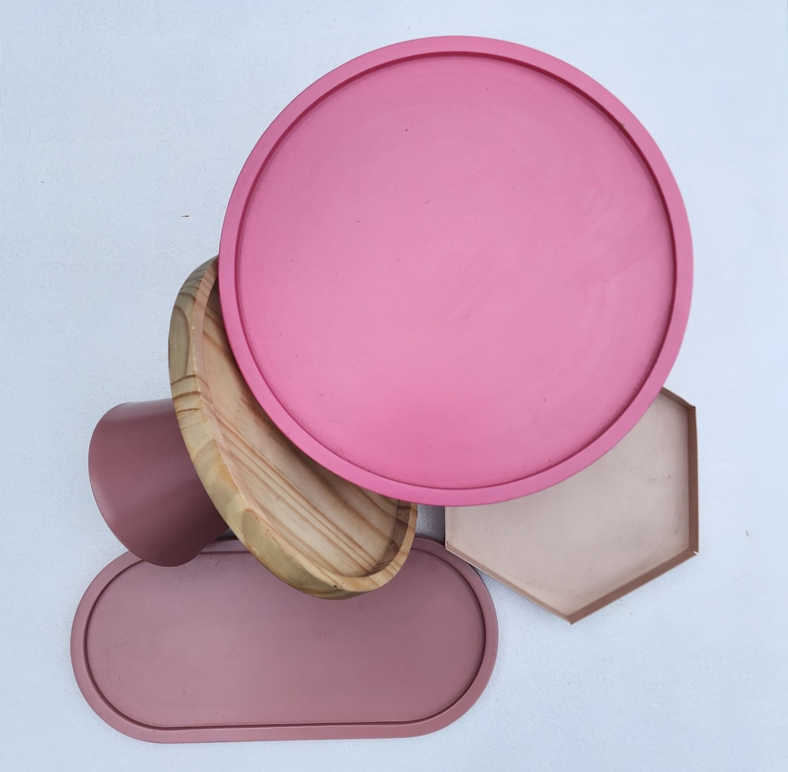 Combo de bandejas porta doces rosa 
